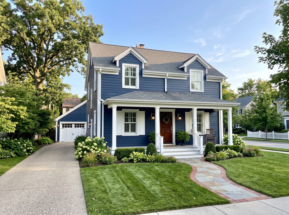 Freshly painted suburban home exterior after